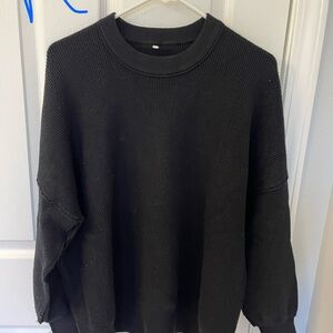Amazon Black Crew Neck Sweater with Textured Knit